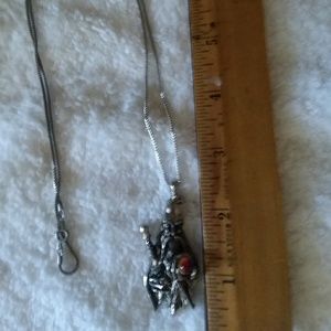 Wizard Silver Toned Necklace with Crystal Ball